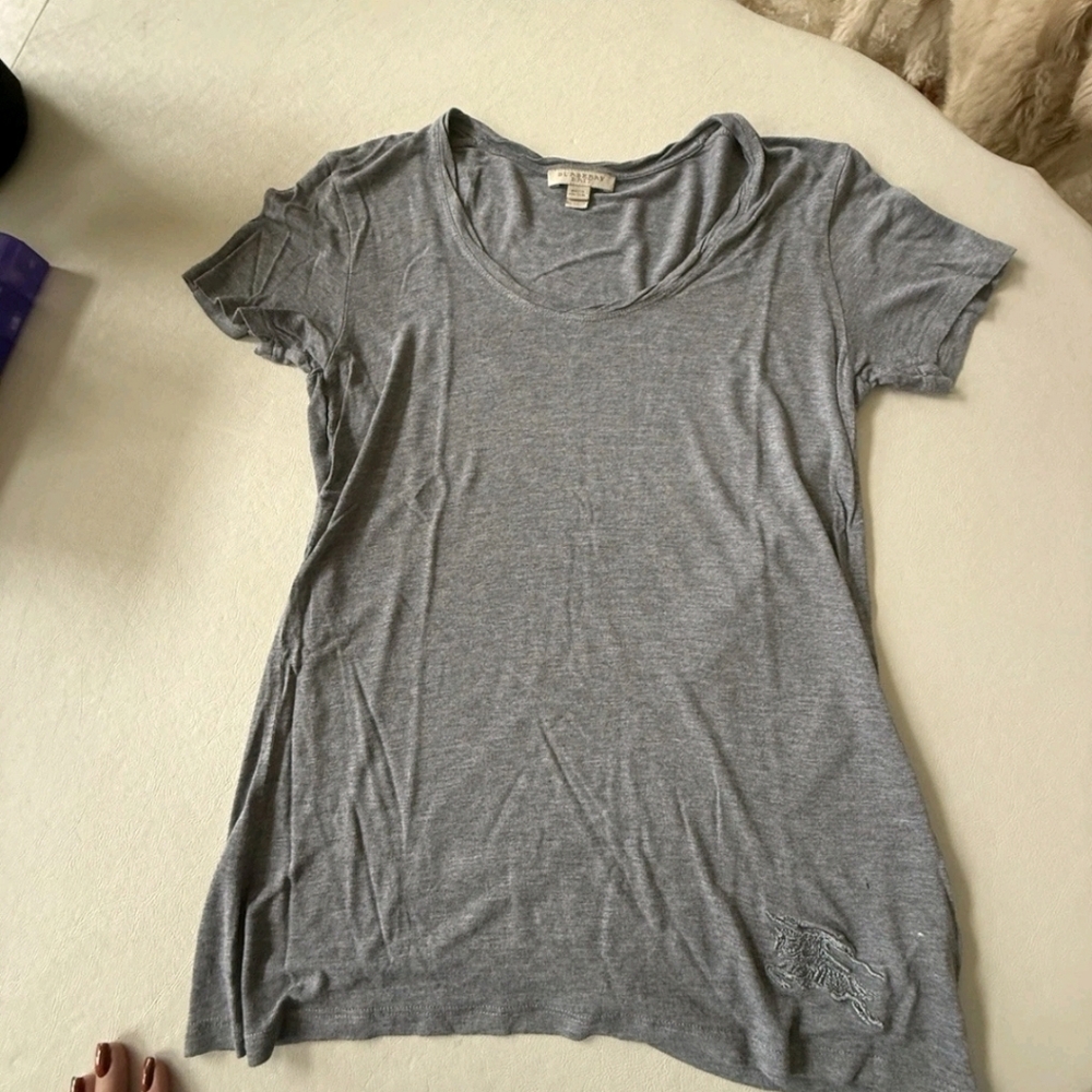 Burberry Brit T-Shirt Women's Medium M Grey Short Sleeve Designer Classic - Picture 5 of 6
